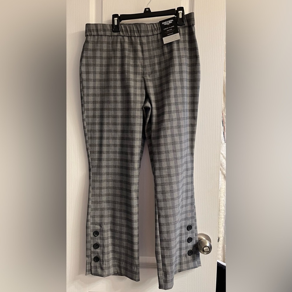 Simply Vera Vera Wang Black and White Plaid Crop Flare Pants